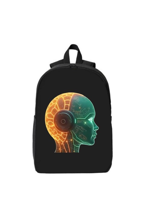 Stylish Laptop Backpack for College & High School - Unique Glowing Human Head Design with Neural Pathways & Circuitry Fits 15 " Laptop & iPad