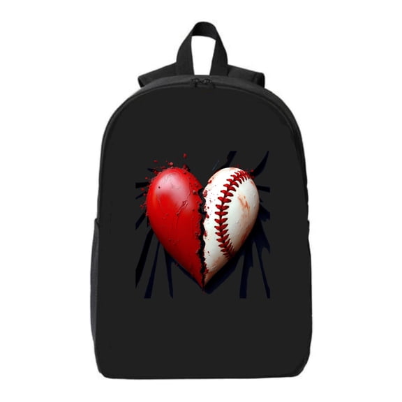 Stylish Laptop Backpack with Intertwined Hearts Design - Red Heart & Baseball-Style White Heart - Fits 15 " Laptop & iPad