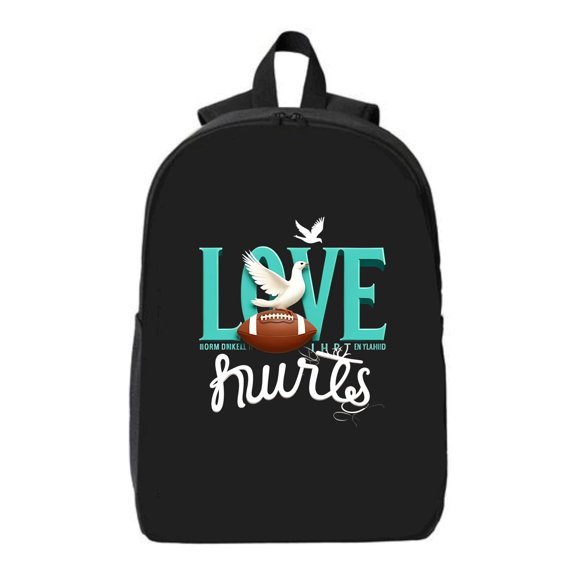 Stylish Laptop Backpack with ' LOVE ' Design in Teal & Turquoise on ' O ' Football Below Perfect for 15 " Laptop & iPad