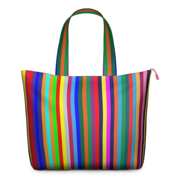 Stylish Large Capacity Travel Tote Bag for Women - Chic Zipper Closure Weekender Bag with Interior Pockets, Lightweight Carry-On for Gym, Work & Flights (Abstract Geometric Design)