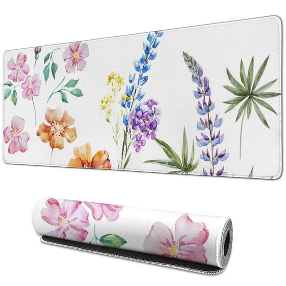 Stylish Large Flower Mouse Pad - Aesthetic Desk Mat, Extended Gaming Mat - Decorative Desk Protector for Women Office Girl Gamer - 31.5x11.8 Inch
