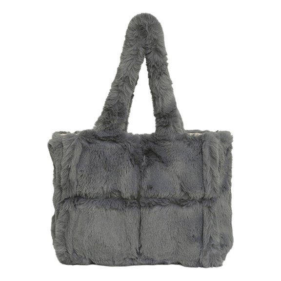 Stylish Large Top Handle Bag Women Soft PlushFur--Handbag Spacious Commuting Shoulder Bag for Travel Daily Essential