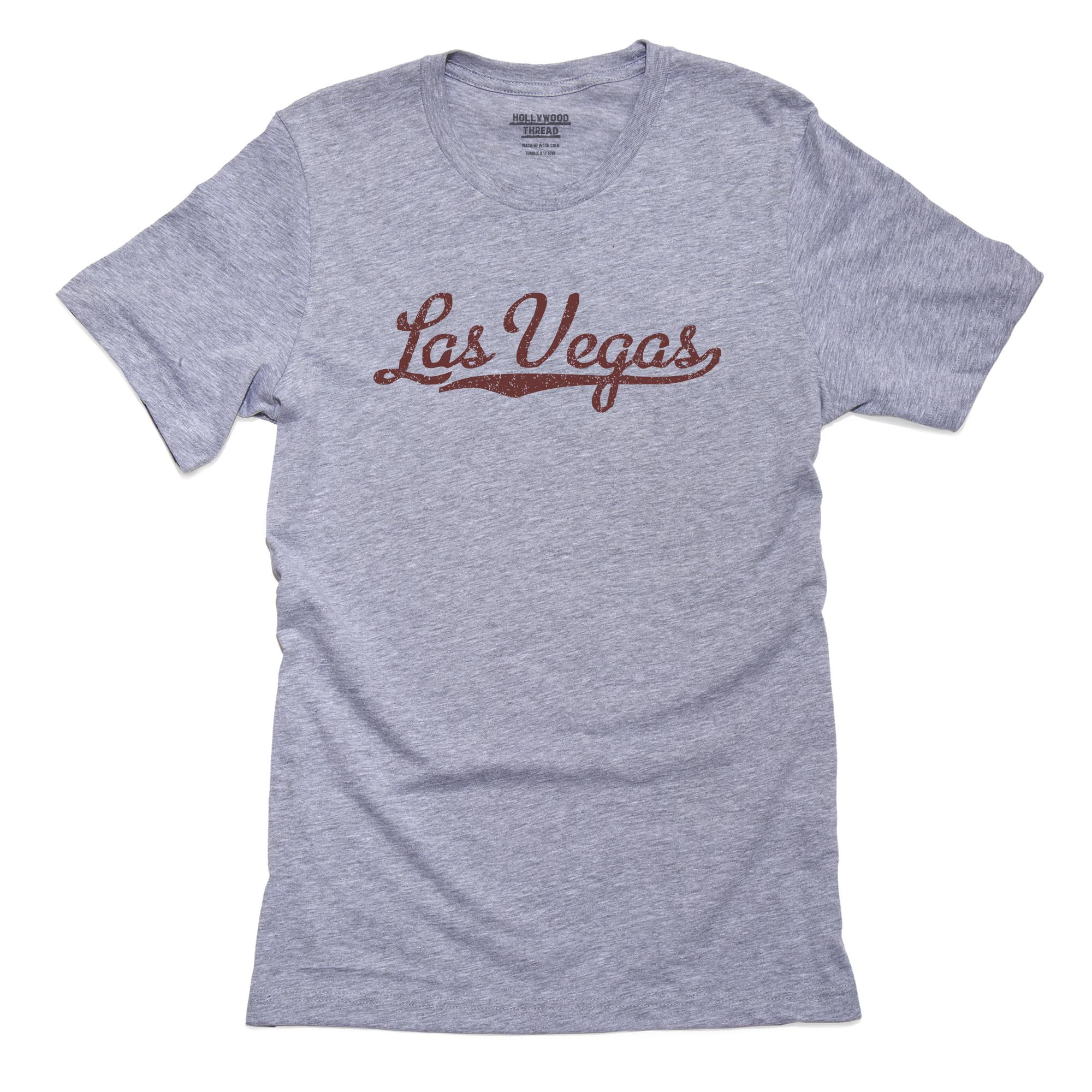 Stylish Las Vegas Large Cursive Simple Print Men's Grey T-Shirt 
