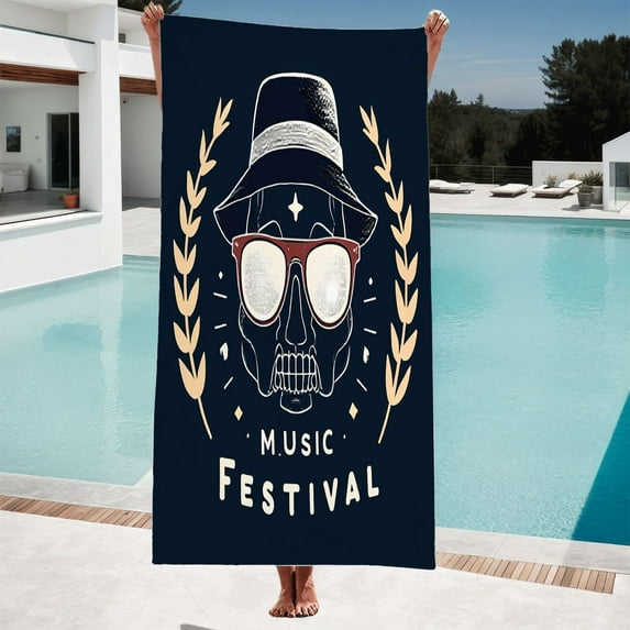 Stylish & Laurel Beach Towel - Vintage Artistic Design for Women Perfect for Pool Travel & Bath - Unique Hat Pattern
