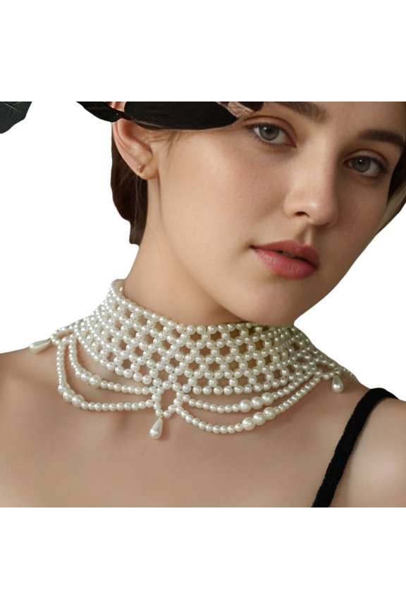 Stylish Layer Pearls Necklace Versatile Fashion Accessory Can Pair Casual Outfits Professional Attire Effortlessly