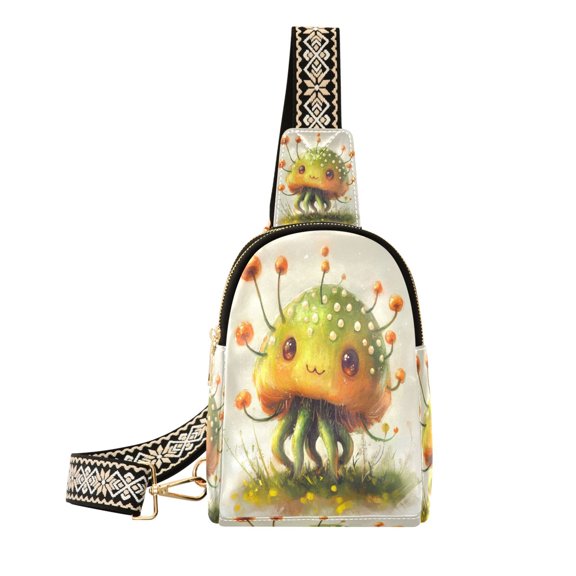 Stylish Leather Crossbody Bag 8.46x5.9x2.16In Easy To Carry Multi-Purpose Travel Hiking Shopping Fashion Bag A Cartoon Octopus