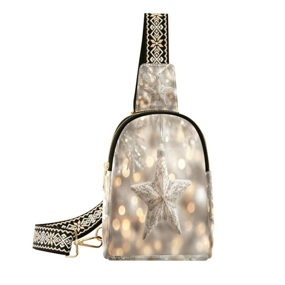 Stylish Leather Crossbody Bag 8.46x5.9x2.16In Easy To Carry Multi-Purpose Travel Hiking Shopping Fashion Bag Beautiful Christmas Star
