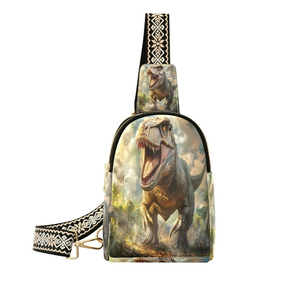 Stylish Leather Crossbody Bag 8.46x5.9x2.16In Easy To Carry Multi-Purpose Travel Hiking Shopping Fashion Bag Big Mouth Dinosaur