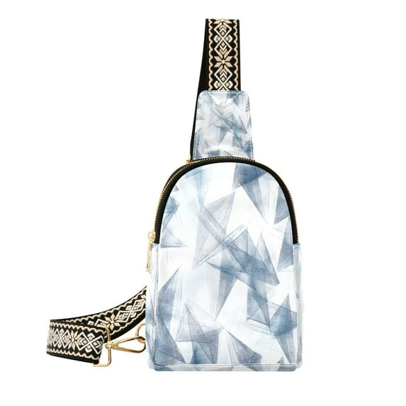 Stylish Leather Crossbody Bag 8.46x5.9x2.16In Easy To Carry Multi-Purpose Travel Hiking Shopping Fashion Bag Cartoon Triangle Pattern