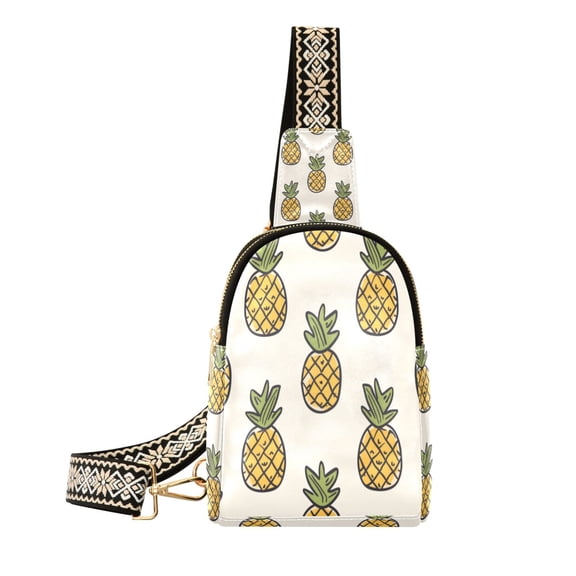 Stylish Leather Crossbody Bag 8.46x5.9x2.16In Easy To Carry Multi-Purpose Travel Hiking Shopping Fashion Bag Cartoon Yellow Pineapple