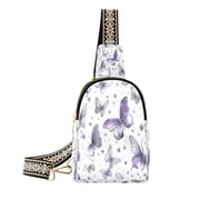 Stylish Leather Crossbody Bag 8.46x5.9x2.16In Easy To Carry Multi-Purpose Travel Hiking Shopping Fashion Bag Light Purple Butterfly