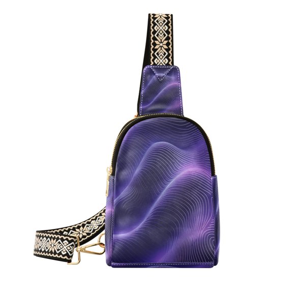 Stylish Leather Crossbody Bag 8.46x5.9x2.16In Easy To Carry Multi-Purpose Travel Hiking Shopping Fashion Bag Pretty Purple Curve