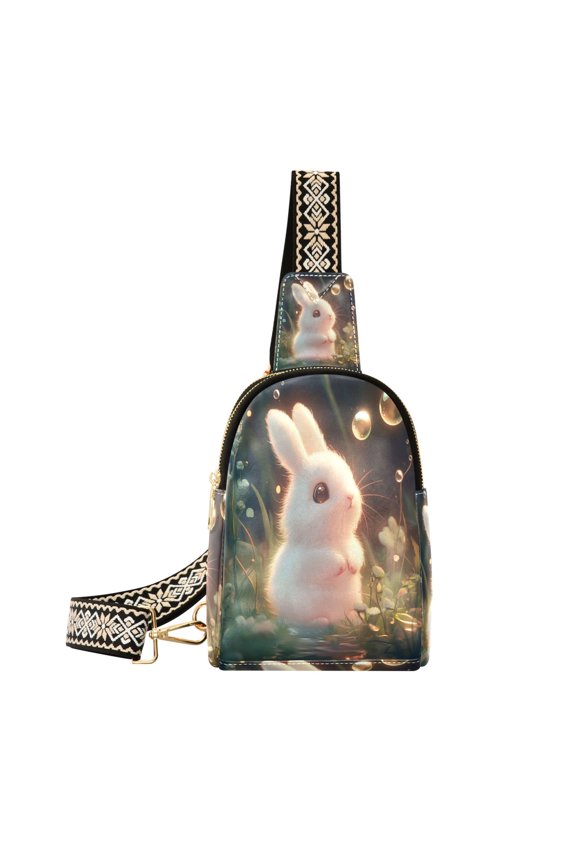 Stylish Leather Crossbody Bag 8.46x5.9x2.16In Easy To Carry Multi-Purpose Travel Hiking Shopping Fashion Bag Rabbit Bubble