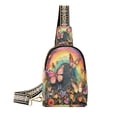 thumbnail image 1 of Stylish Leather Crossbody Bag 8.46x5.9x2.16In Easy To Carry Multi-Purpose Travel Hiking Shopping Fashion Bag Rainbow Butterfly, 1 of 7