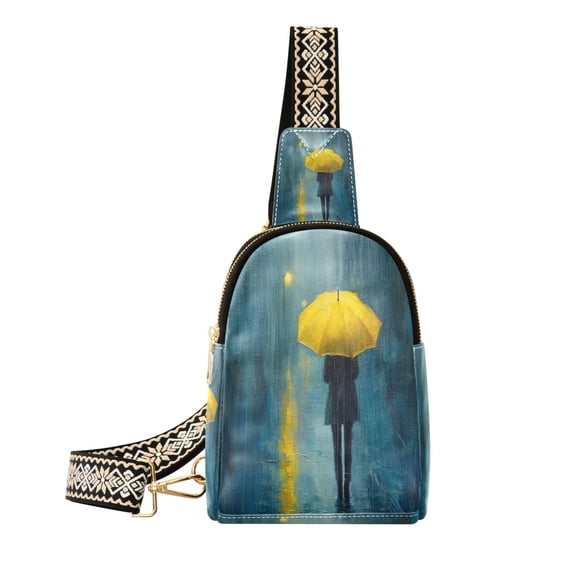 Stylish Leather Crossbody Bag 8.46x5.9x2.16In Easy To Carry Multi-Purpose Travel Hiking Shopping Fashion Bag Super Cool Rain