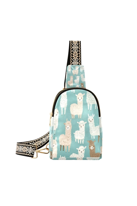 Stylish Leather Crossbody Bag 8.46x5.9x2.16In Easy To Carry Multi-Purpose Travel Hiking Shopping Fashion Bag Super Cute Cartoon Sheep