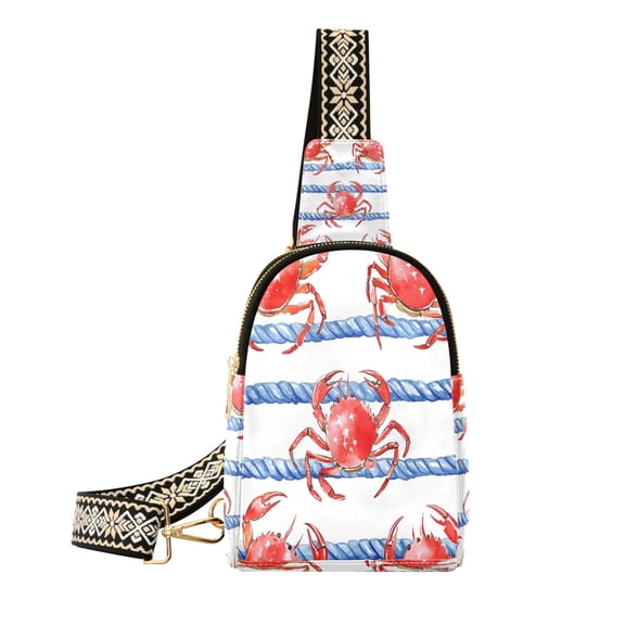 Stylish Leather Crossbody Bag 8.46x5.9x2.16In Easy To Carry Multi-Purpose Travel Hiking Shopping Fashion Bag Super Cute Crab