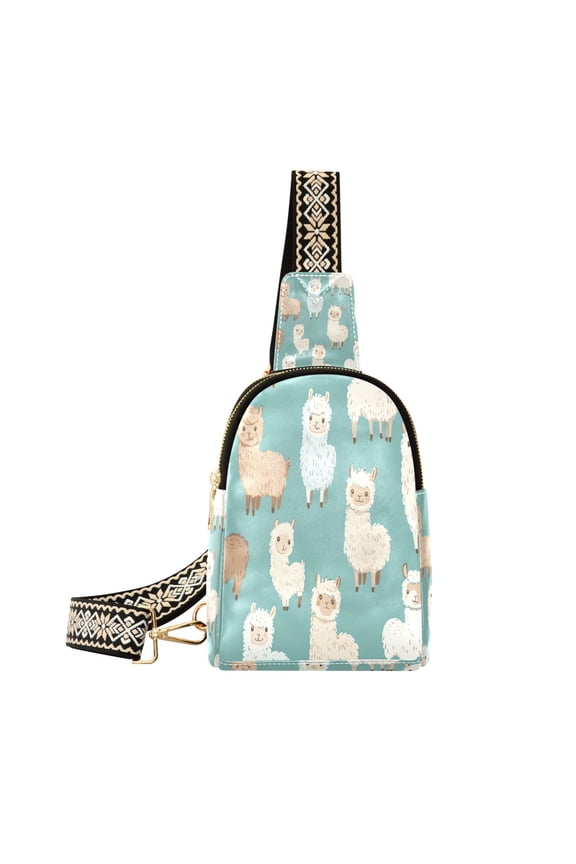 Stylish Leather Crossbody Bag 8.46x5.9x2.16In Easy To Carry Multi-Purpose Travel Hiking Shopping Fashion Bag Super Cute Sheep