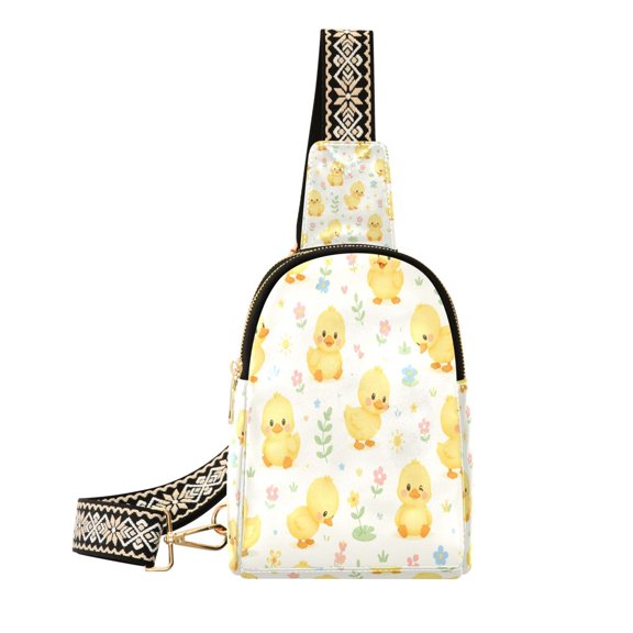 Stylish Leather Crossbody Bag 8.46x5.9x2.16In Easy To Carry Multi-Purpose Travel Hiking Shopping Fashion Duck Yellow Fluffy