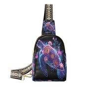 Stylish Leather Crossbody Bag 8.46x5.9x2.16In Easy To Carry Multi-Purpose Travel Hiking Shopping Fashion Purple Turtle