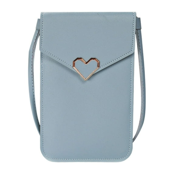 Stylish Ladies Leather Messenger Crossbody Bag Secure Heart Button Closure Minimalist Clutch For Daily Commuting And Work