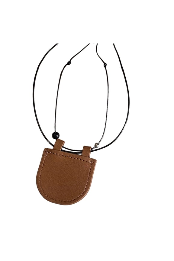 Stylish Leather Neck Pouches Pendant Necklace for Earbuds and Change Convenient and Fashion Accessory for Daily Use
