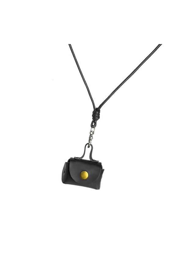 Stylish Leather Neck Pouches Pendant Necklace for Earbuds and Change Convenient and Fashion Accessory for Daily Use