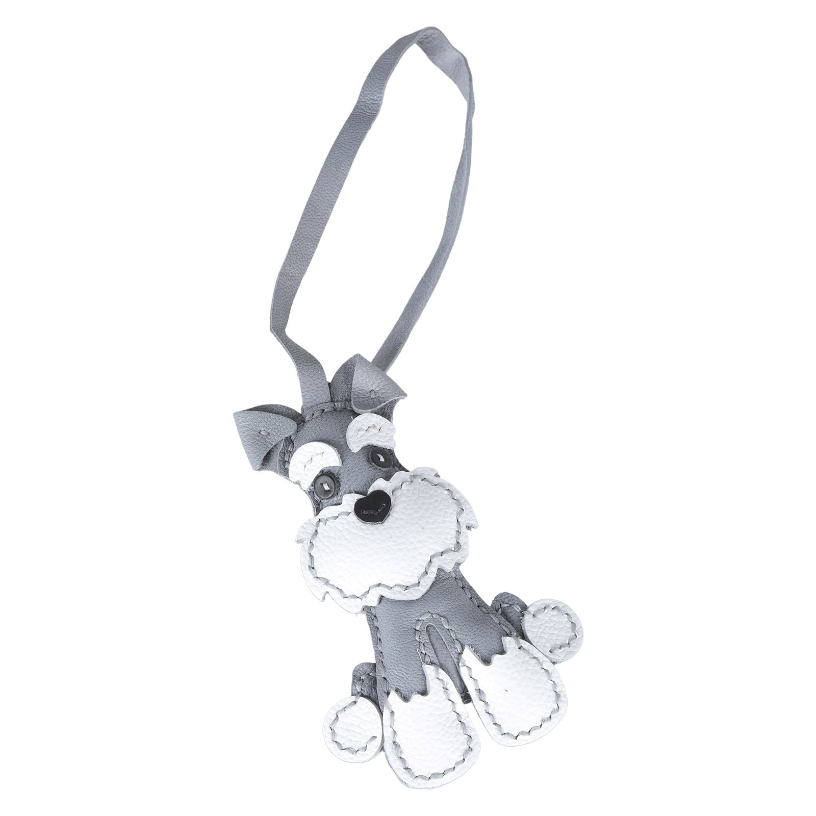 Stylish Leather Schnauzer Key Rings Sturdy Schnauzer Enthusiasts' Leather Keychain Handmade Key Decoration