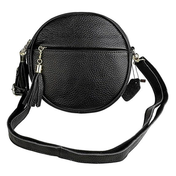 Leather Shoulder Bag Round Purse Handbag for Women Travel Work Party Casual Outfit Accessory