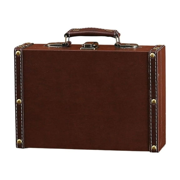 Stylish Leather Suitcases Large Storage Trunk for Clothing and Books