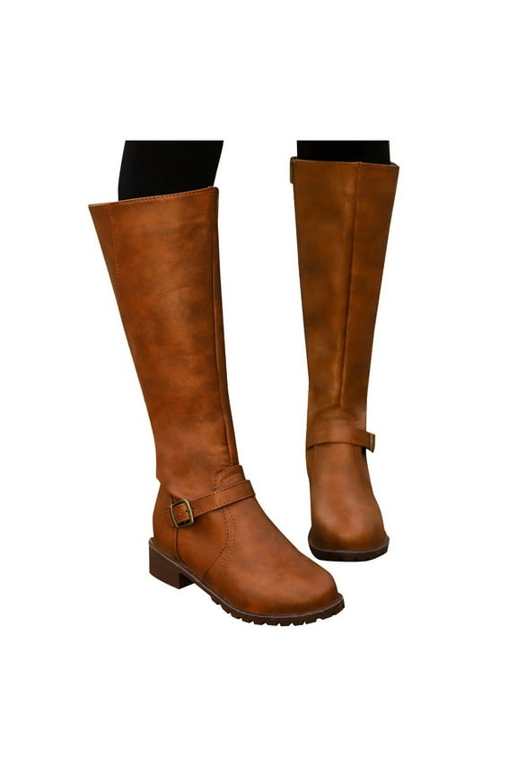 Stylish Leather Zipper Heel Round Toe Warm Keep Women Boots Comfortable Durable Footwear For All Day Walking And Outdoor Activities