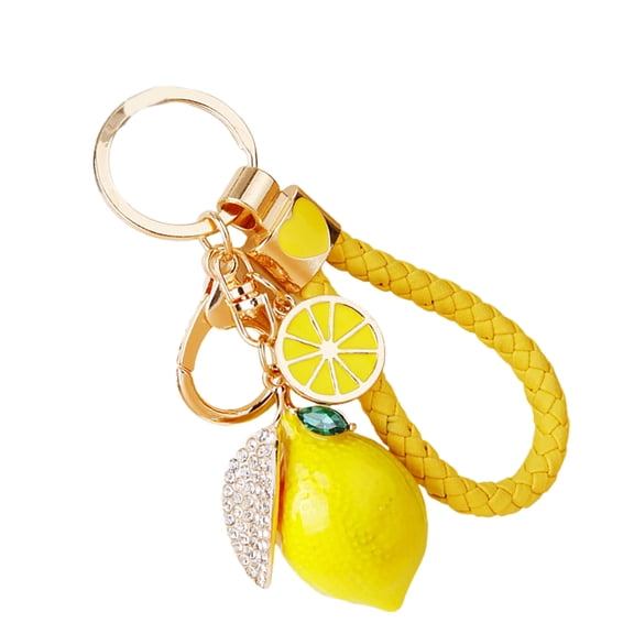 Stylish Lemon Keyring with Colorful Ropes | 10.5cm Metal Decors for Car Keys & Accessories
