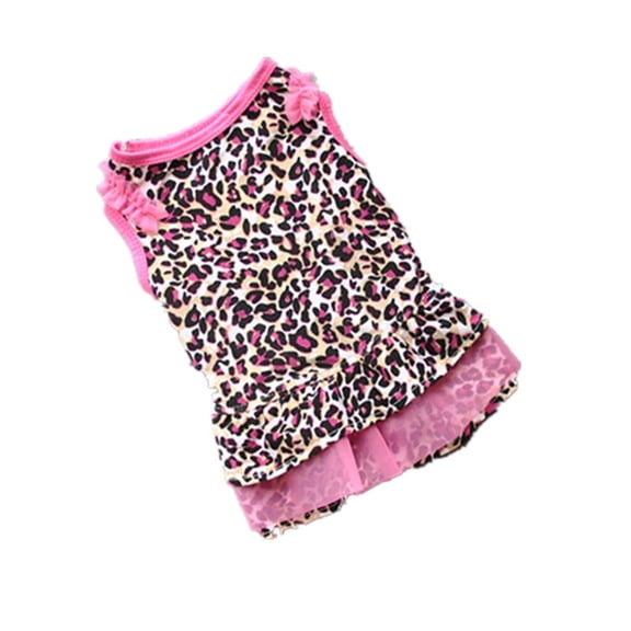 Stylish Leopard Print Summer Dress Apparel for Small Puppy Dogs and Cats