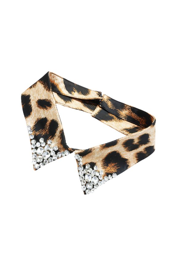 Stylish Leopards Print Detachable Collar Soft Polyester Neckwear For Women Men