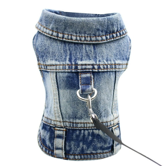 Stylish Lightweight Breathable Denim Lapel Vest For Small Medium Dogs Puppies, Equipped With D-Ring For Leash Attachment And Easy To Wear Design, Perfect For Dressing Up Your Pet