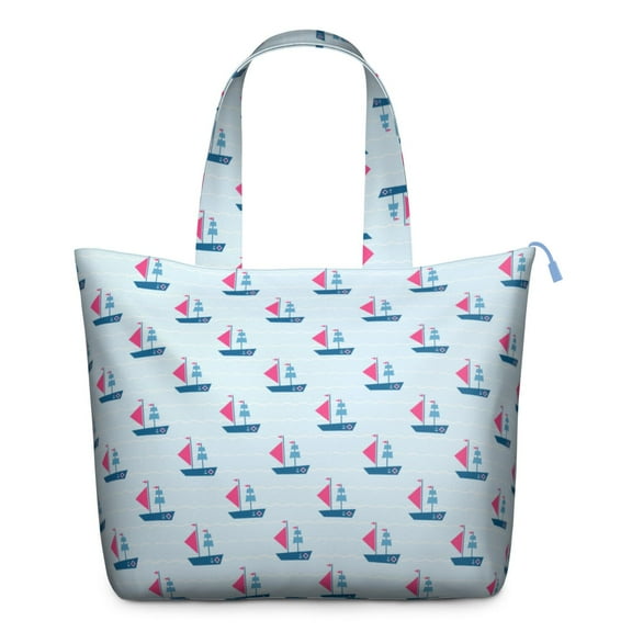 Stylish Lightweight Travel Bag with Nautical Waves, Lighthouse, and Seashore Patterns, Weekender Bag Perfect for Gym, Beach, and Travel