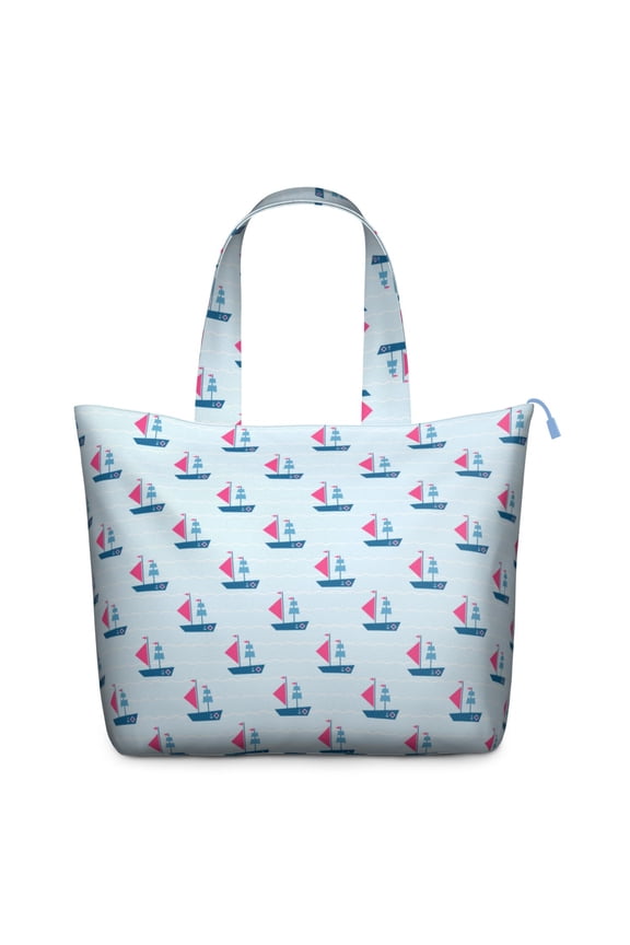 Stylish Lightweight Travel Bag with Nautical Waves, Lighthouse, and Seashore Patterns, Weekender Bag Perfect for Gym, Beach, and Travel