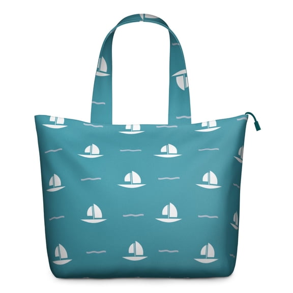 Stylish Lightweight Travel Bag with Nautical Waves, Lighthouse, and Seashore Patterns, Weekender Bag Perfect for Gym, Beach, and Travel