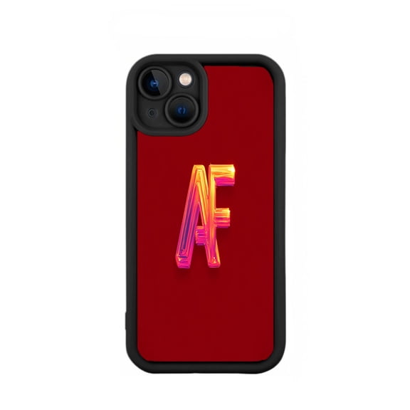 Stylish Lightweight iPhone 15 Case - Red with Black Border Vibrant Yellow & Orange ' A ' Design 3 - Camera Compatible Yellowing Resistant