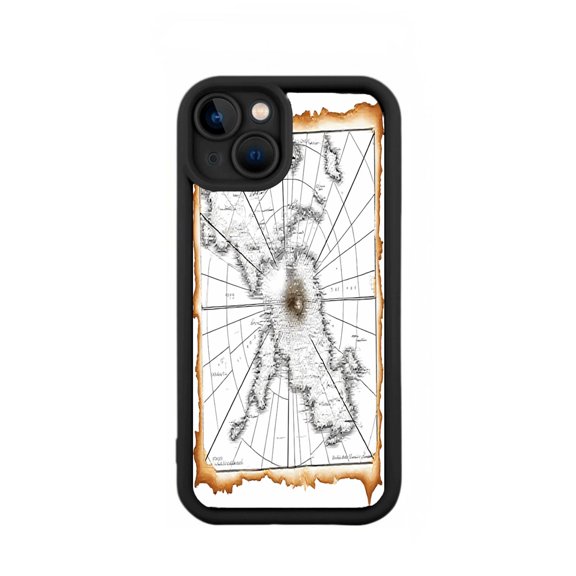 Stylish Lightweight iPhone 15 Case - Vintage Map Design with Central Isl Latitude Lines Yellowing Resistant - Like Finish