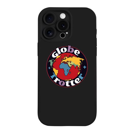 Stylish Lightweight iPhone 15 Pro Case - Colorful Globe Design with Playful ' Globe Rotter ' Text Yellowing Resistant