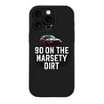 thumbnail image 1 of Stylish Lightweight iPhone 15 Pro Case - Yellowing Resistant with Sporty Red Car Design & " 90 ON THE MARSETY DIRT " Text, 1 of 6