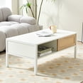 thumbnail image 1 of Stylish Living Room Coffee Table With Metal Legs And Functional Storage Compartment, White Finish Frame Sliding Door, 1 of 6