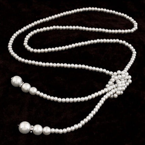 Stylish Long Single Layer Pearl Knot Necklace Casual Women Trendy Fashion Jewelry