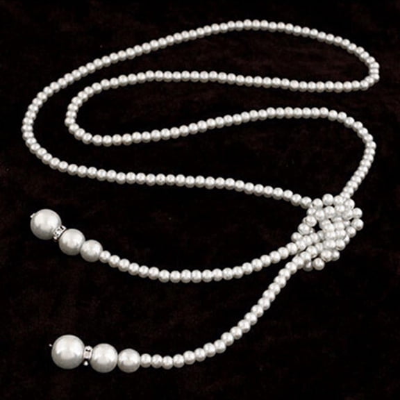 Stylish Long Single Layer Pearl Knot Necklace Casual Women Trendy Fashion Jewelry