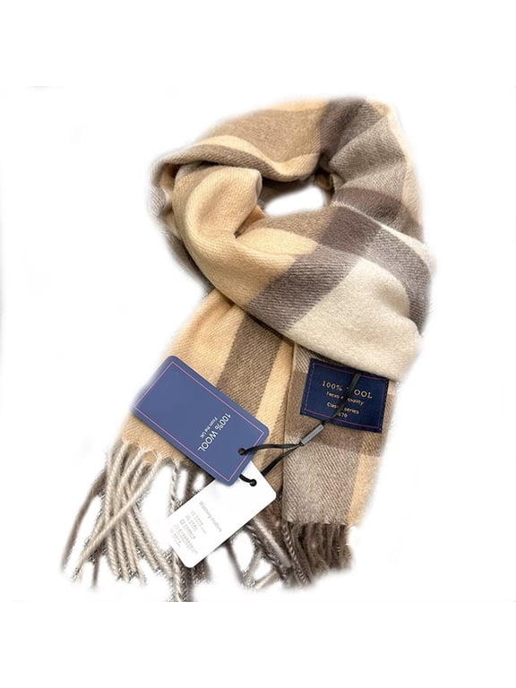 Stylish Long Scarf, Wool Muffler, Brushed woven fabric of 100% wool, Warm and comfort, Long size 72x12in, B0102