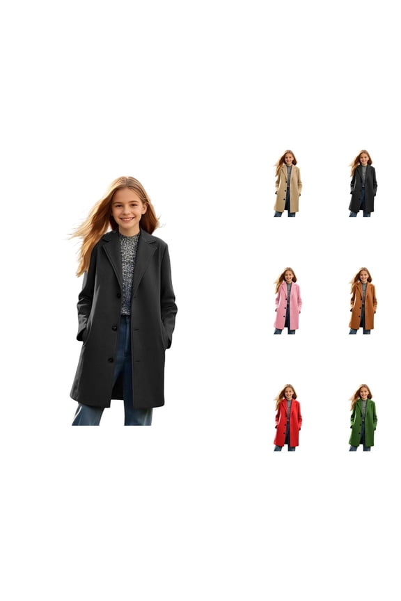 Stylish Longline Trench Coat for Girls â Lined Windbreaker Jacket with Hood, Single- Dress Coat Outerwear for Fall & Winter, Ages 2â14