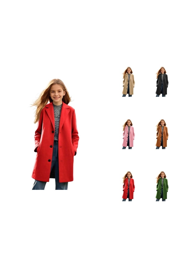 Stylish Longline Trench Coat for Girls â Lined Windbreaker Jacket with Hood, Single- Dress Coat Outerwear for Fall & Winter, Ages 2â14
