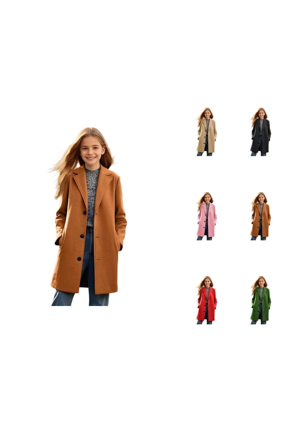 Stylish Longline Trench Coat for Girls â Lined Windbreaker Jacket with Hood, Single- Dress Coat Outerwear for Fall & Winter, Ages 2â14