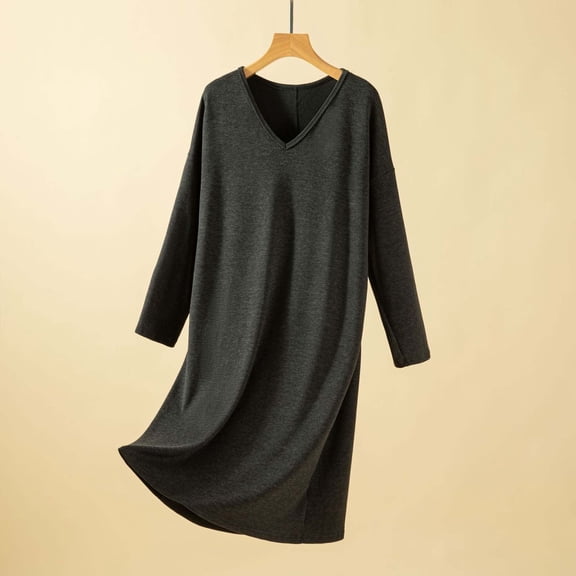 Stylish Loose Long Sleeve Bathrobe - Women's Winter Home Wear Nightgown, Soft Loungewear for Comfortable Sleep & Leisure Black Free Size